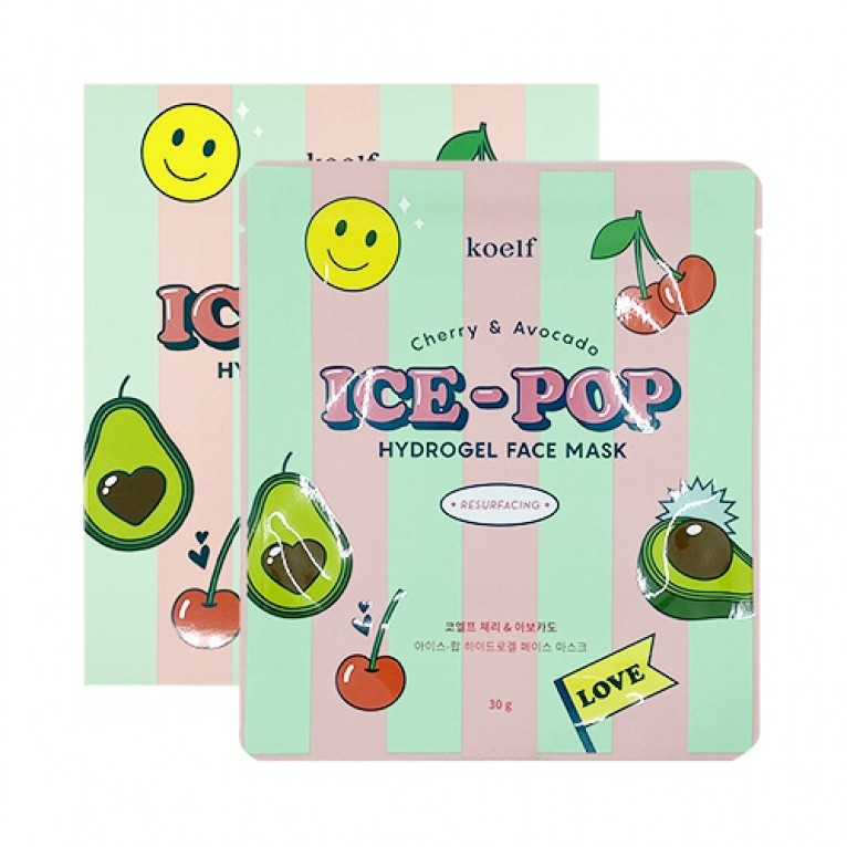 Гідрогелева маска для обличчя з вишнею і авокадо Koelf Cherry & Avocado Ice-Pop Hydrogel Face Mask 30g - 1 шт, фото 1