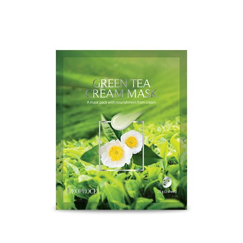 Тканинна кремова маска для обличчя з екстрактом зеленого чаю DEOPROCE Green Tea Cream Mask 25g - 1шт