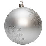 Набір ялинкових іграшок - кулі, 3 шт, D8 см, сріблястий, матовий сніжинка, пластик (030699-5), фото 2