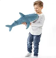 Мягкая игрушка акула IKEA 60 см, плюшевая игрушка-подушка БЛОХЕЙ, Синяя