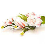 Штучна гілочка, Магнолія - 4 квітки, 68 см, біло-рожевий, полімерний матеріал (632410), фото 2
