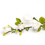 Штучна гілочка, Магнолія - 4 квітки, 68 см, білий, полімерний матеріал (632434), фото 2