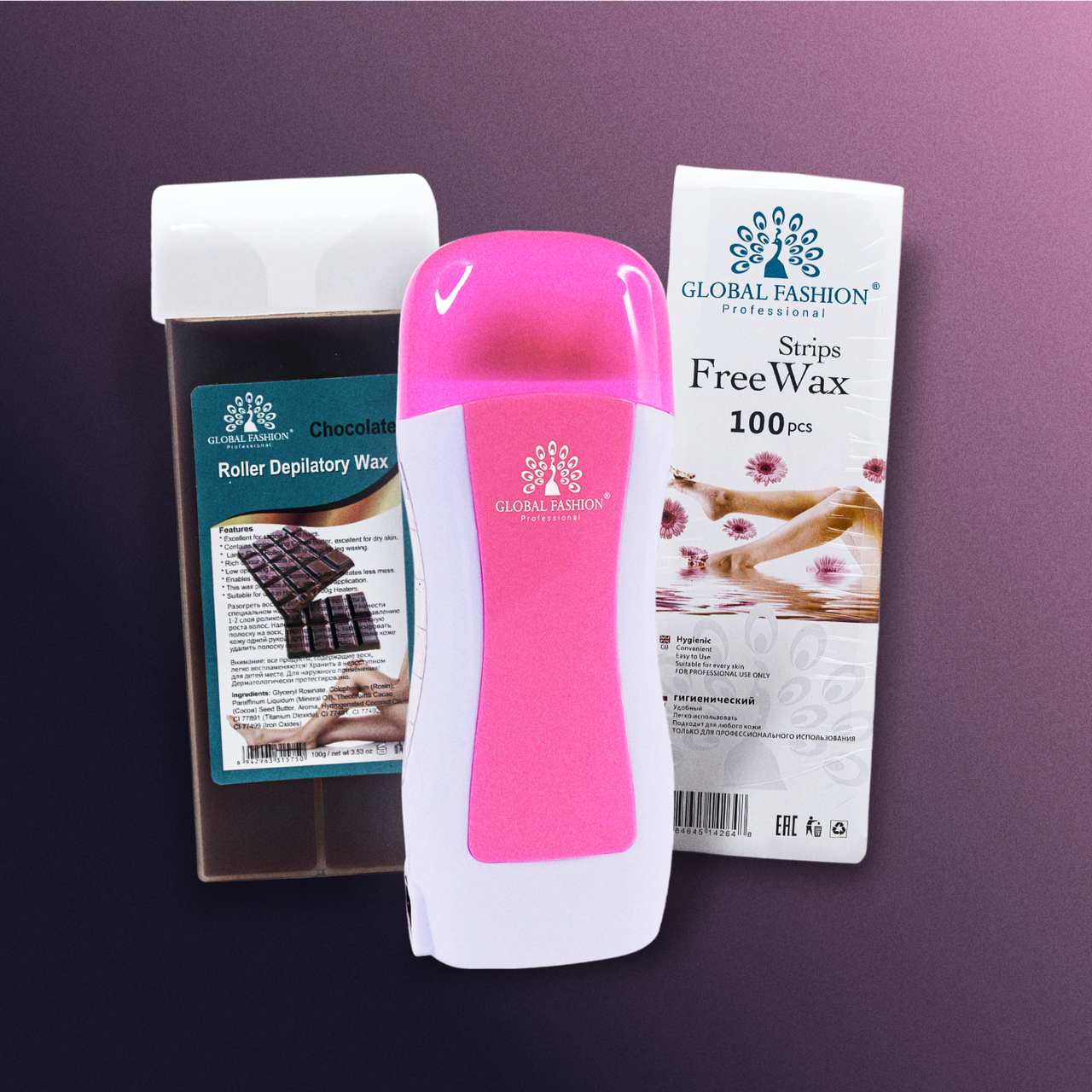Набір для касетної воскової депіляції, воскоплав, касета та смужки 100 шт, фото 1