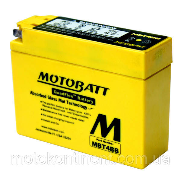 Аккумулятор для мотоцикла гелевый MOTOBATT AGM 2,5 Ah 40 A размер 113 x 38 x 87 мм MBT4BB - фото 2 - id-p335654912