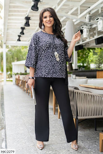 Костюм брючный женский стильный красивый с блузкой свободного фасона ...