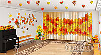 Осенние Фото Шторы в детский сад "Осенние красные и желтые кленовые листья" - Любой размер! Читаем описание!