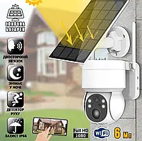Уличная WIFI камера видеонаблюдения на солнечной батарее ICSEE Q6 поворотная 360° 6Мп двухстороння связь
