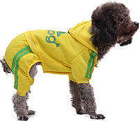 Спортивный костюм для собак «Adidog», желтый, одежда для собак мелких, средних пород