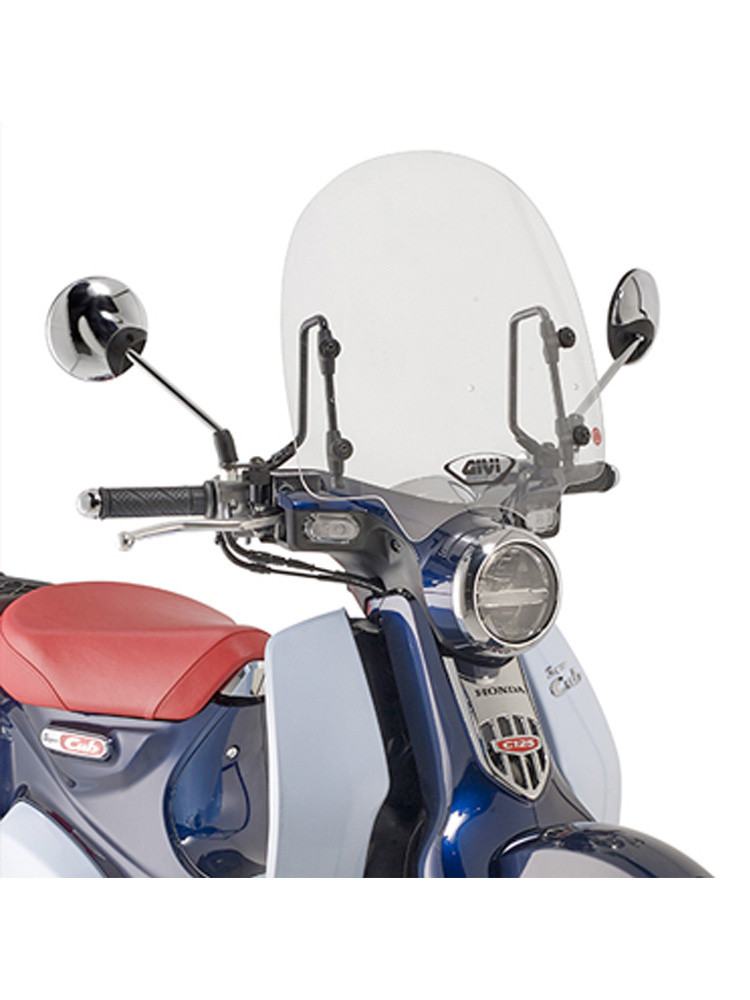 Ветровое стекло Givi для мотоцикла Honda Super Cub C125 (18-) прозрачное [фурнитура в комплекте]. - фото 1 - id-p1924088789