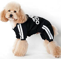 Спортивний костюм для собак «Adidog», чорний, одяг для собак дрібних, середніх порід
