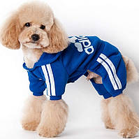 Спортивний костюм для собак «Adidog», синій, одяг для собак дрібних, середніх порід
