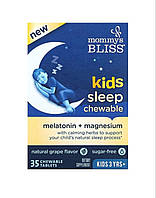 Kids Sleep Chewable, Mommy's Bliss, мелатонин + магний для сна, детям от 3 лет, виноград, 35 жеват.таб.