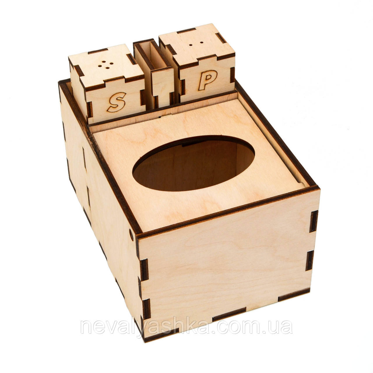 Дерев'яна Барна Серветниця Органайзер Сіль/Перець Диспенсер Серветниця з Дерева Фанери ЛОГО