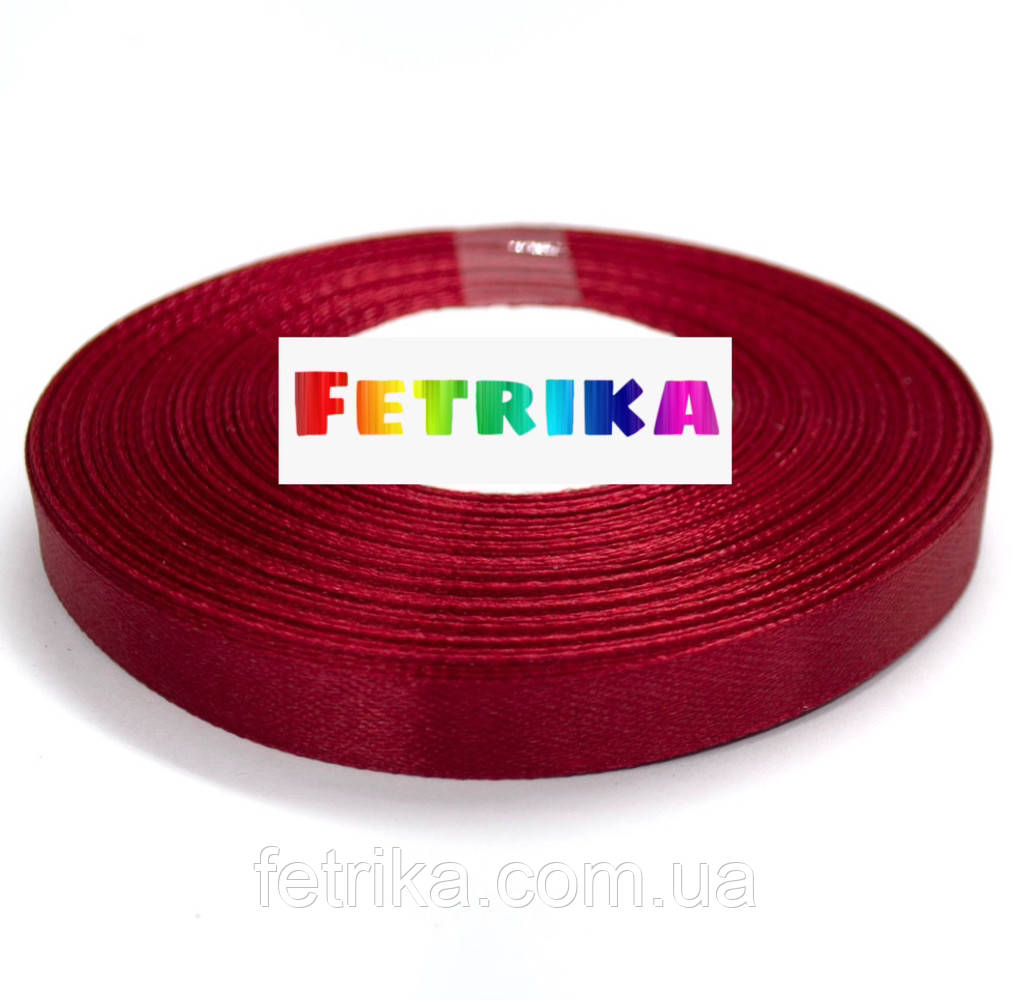 Стрічка атласна однотонна темно-червона 1,2 см, фото 1