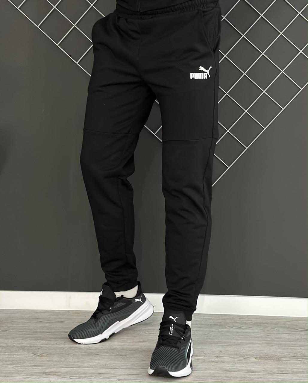 Осінні спортивні штани чоловічі чорний Puma. Стильні штани чоловічі демісезонні Пума