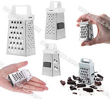 Міні тертка для шоколаду, сиру, горіхів, часнику 3-стороння + магніт з нержавіючої сталі, висота 7,5 см​​​​​​​.