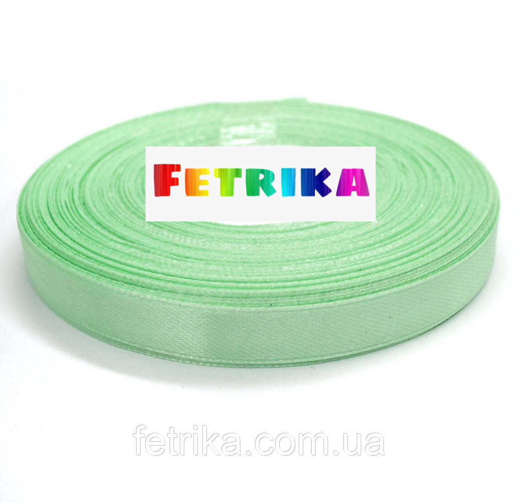 Стрічка атласна однотонна зелений весняний 0,9 см, фото 1