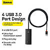 USB-хаб адаптер Baseus Lite Series 4-Port USB-A HUB 4X USB 3.0 1 м Black (BS-OH013), фото 4