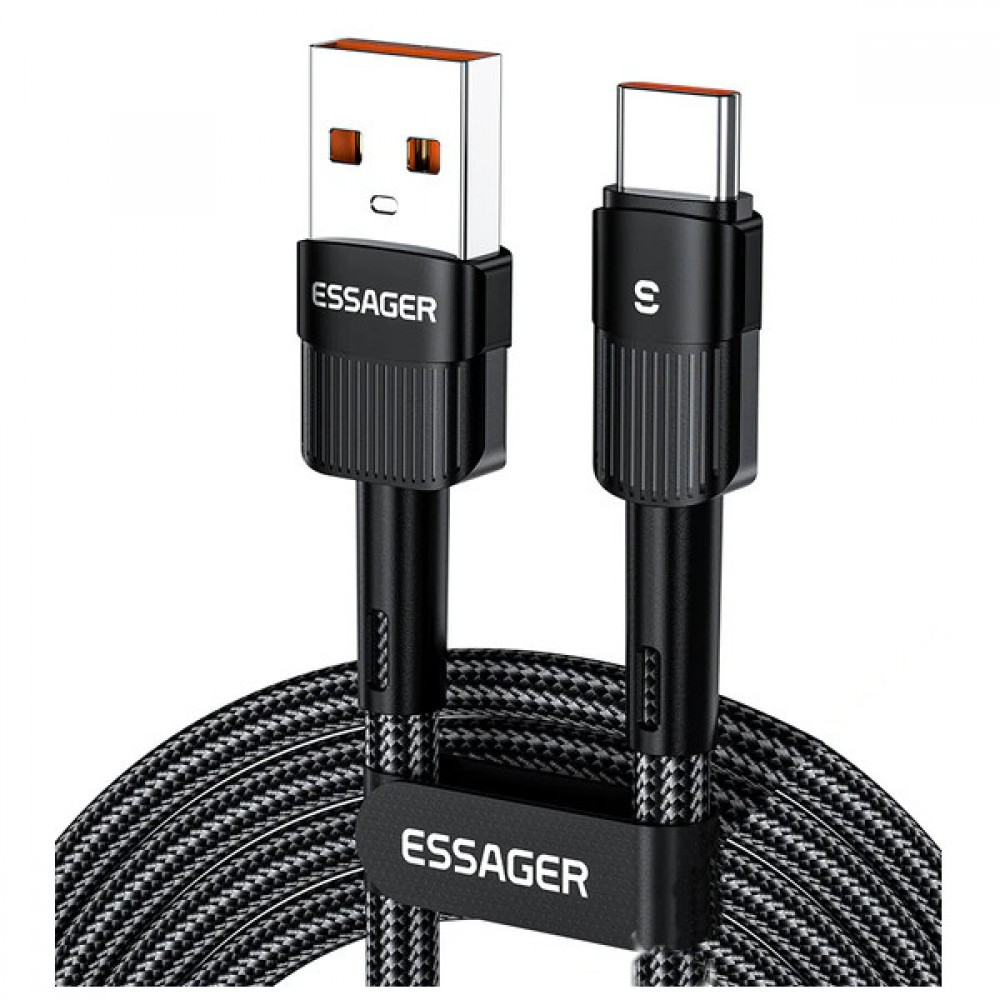 Кабель зарядний Essager USB-A to Type-C 6 A 66 W Fast Charging 1 м Black (EXCT-XC01)