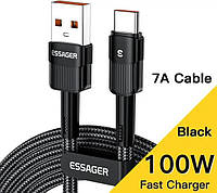 Кабель зарядний Essager USB-A to Type-C 7A 100W 20V 5A Fast Charging 3м Black (EXCT-XCC01)