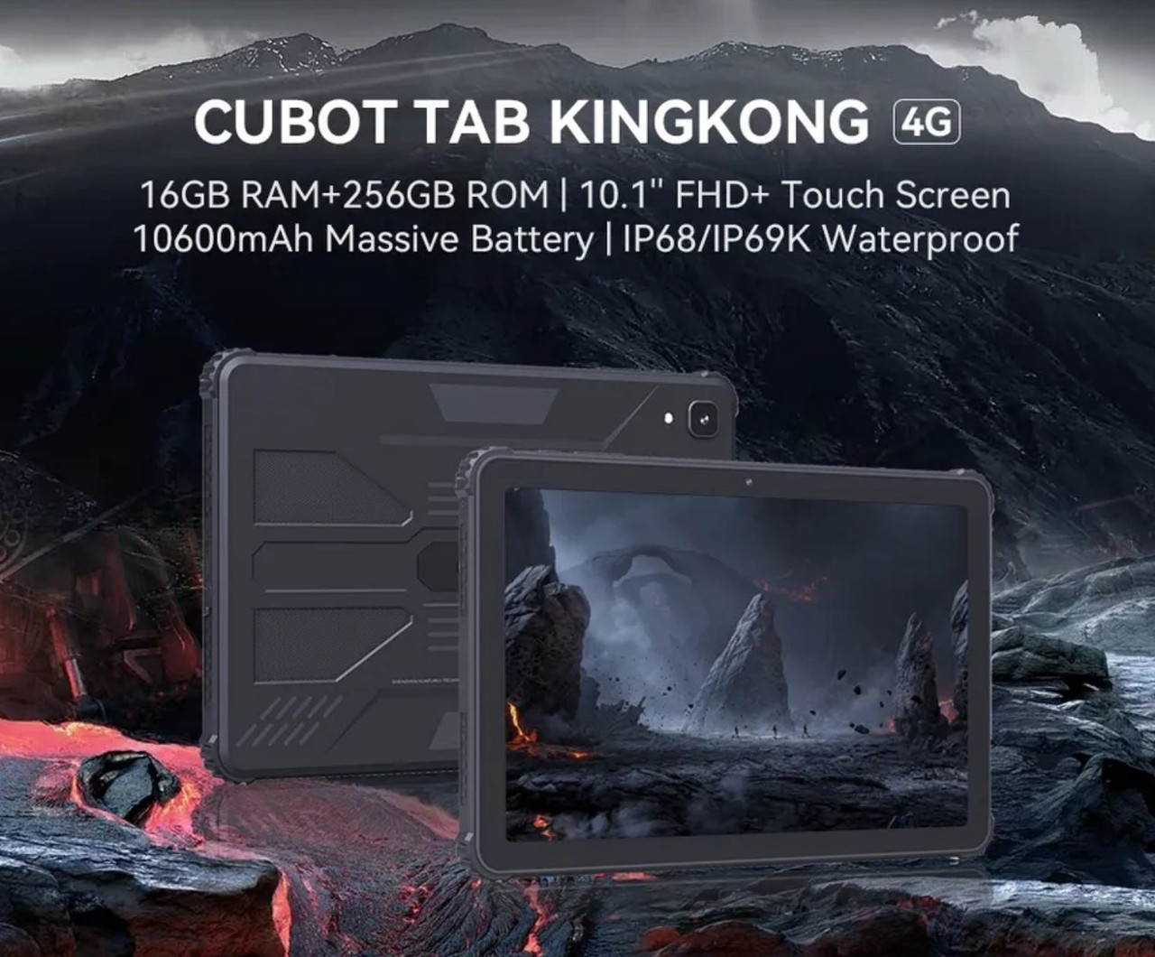 Планшет Cubot TAB KingKong Black 4G LTE IP68 IP69K 8\256GB 10.1" FHD 10600 mAh MTK 8788