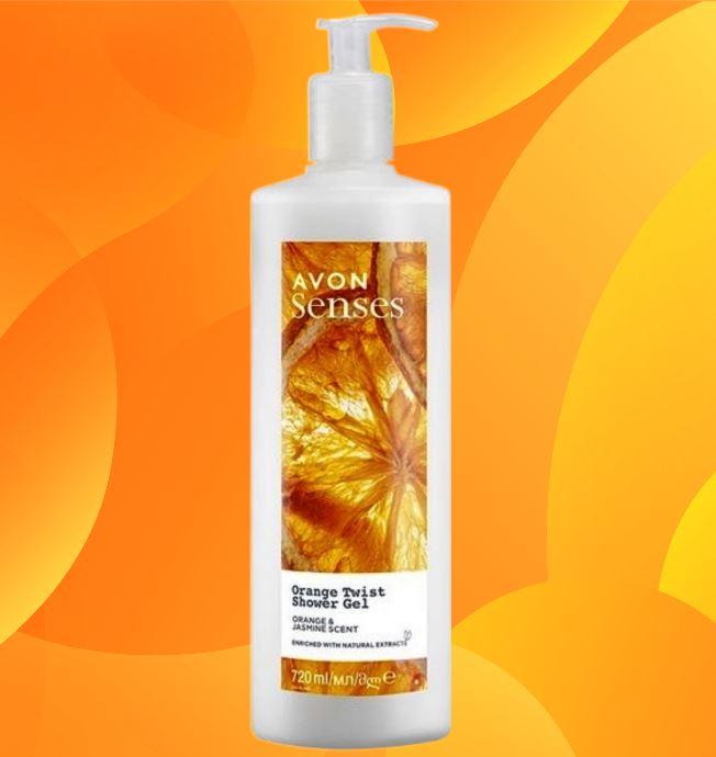 Гель для душу зволожувальний — Avon Senses "Соковитий апельсин" (720 мл) великий об'єм із дозатором