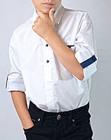 Белая рубашка трансформер для мальчика подростка в школу