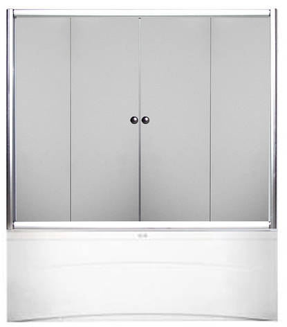 Штори на ванну 170 см, матове скло, профіль білий або сатин ТМ Ko&Po, фото 1