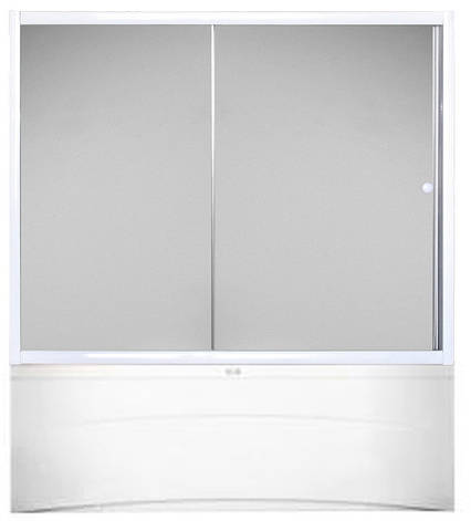 Штори на ванну 150 см (матове скло) дві секції, профіль білий/сатинТМ Ko&Po, фото 2