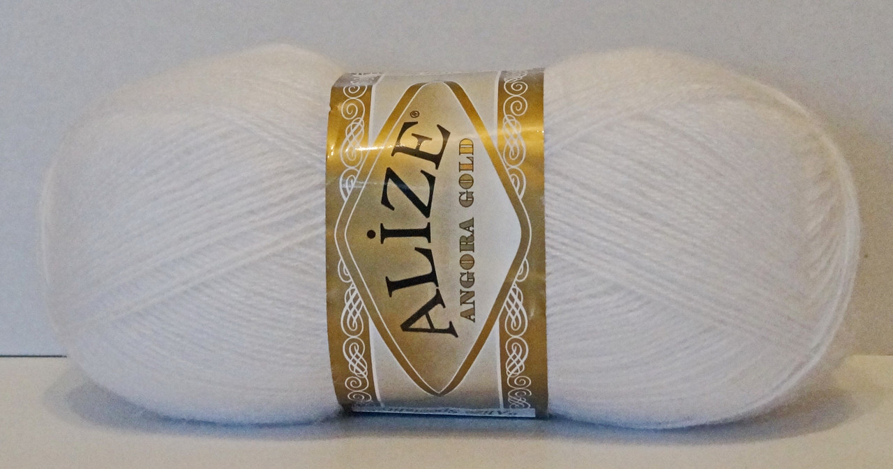 Нитки пряжа для в'язання ANGORA GOLD Ангора Голд від ALIZE Алізе № 55 - ультрабіла