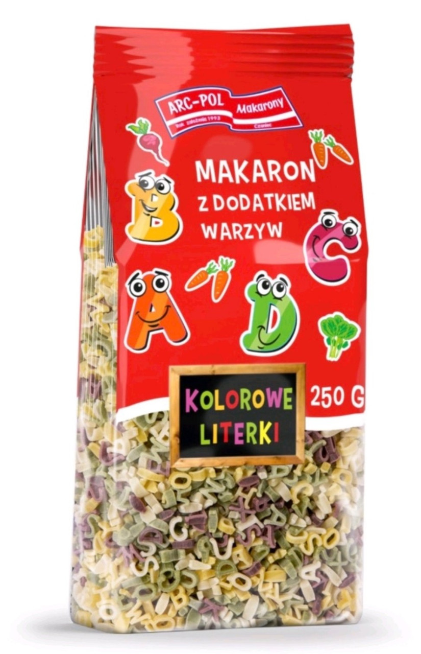 Макарони Кольорові Дитячі Arc-Pol Makarony Kolorowe Literki з додаванням овочів 250 г Польща
