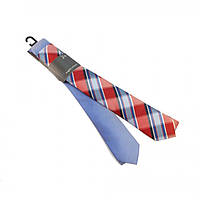 Набор мужских галстуков узких в 4-х цветах. Синий с принтом и красный в клетку