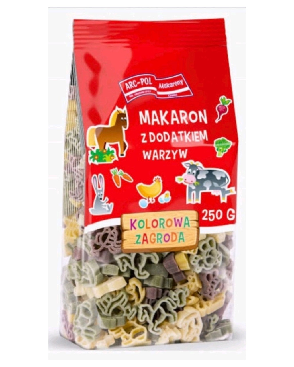 Макарони Кольорові Дитячі Arc-Pol Makarony Kolorowe Zagroda з додаванням овочів 250 г Польща