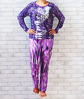 Пижама женская ОПТ кофта с длинным рукавом реглан и штаны комбинированная р.44 48 52 56 60 64