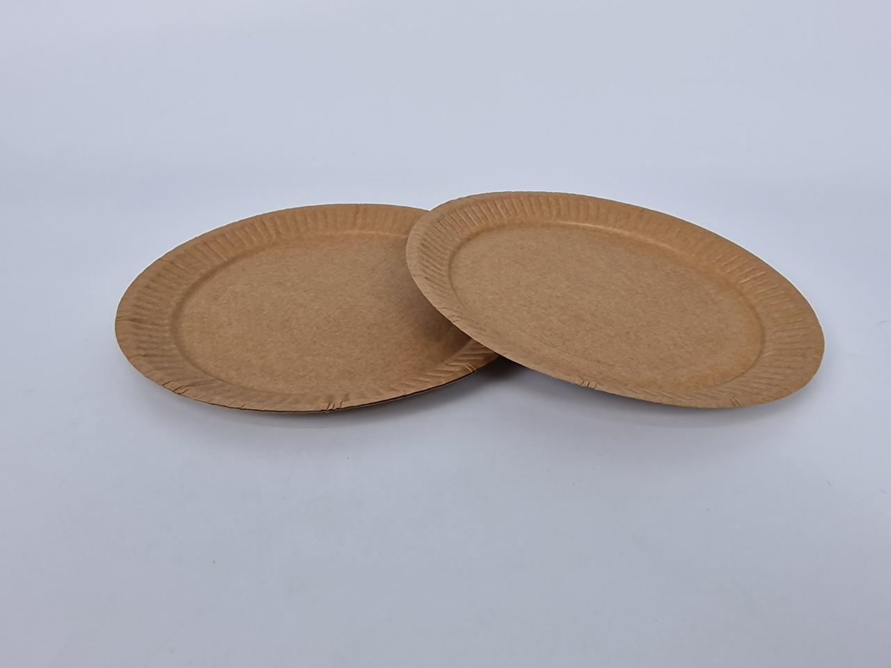 Одноразові тарілки паперові діаметр 210 мм КРАФТ (100 шт.), фото 1