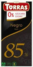 Шоколад Чорний Torras Negro Dark 85% без цукру 75 г Іспанія