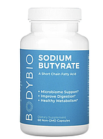 BodyBio, Sodium Butyrate, бутират натрия, 60 капсул без ГМО