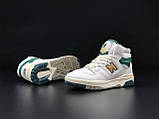 Чоловічі кросівки New Balance 650 шкіряні високі стильні білі зелені, фото 7