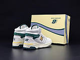 Чоловічі кросівки New Balance 650 шкіряні високі стильні білі зелені, фото 5