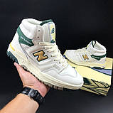Чоловічі кросівки New Balance 650 шкіряні високі стильні білі зелені, фото 6