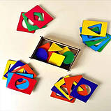 Вкладиші, дошки, дощечки Сегена фігури кольори, дерево набір 18шт Ань-янь 17,5*12*4 см (ПСД212), фото 4