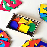 Вкладиші, дошки, дощечки Сегена фігури кольори, дерево набір 18шт Ань-янь 17,5*12*4 см (ПСД212), фото 5