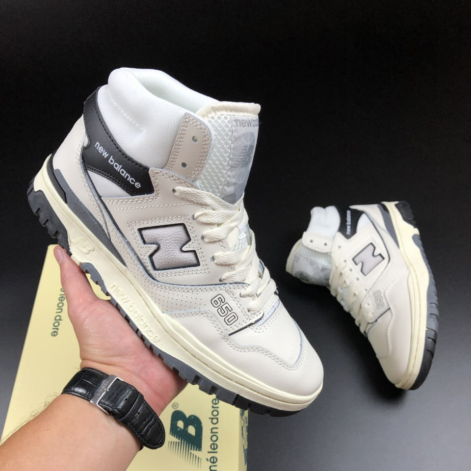 Чоловічі кросівки New Balance 650 шкіряні високі стильні молодіжні бежеві