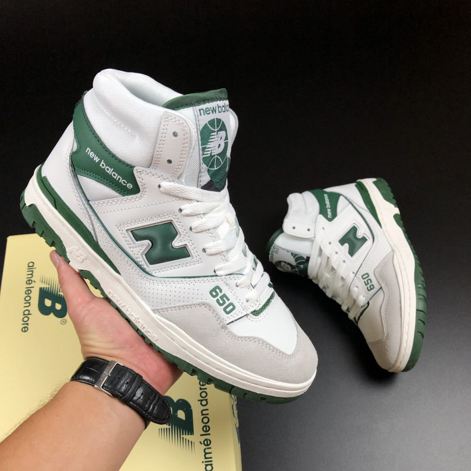 Чоловічі кросівки New Balance 650 шкіряні високі спортивні кроси білі