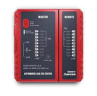 Тестер мережевого кабелю ampcom для інтерфейсу RJ45/RJ11/RJ12/RJ14