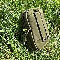 Тактична сумка-підсумок для телефона, система MOLLE органайзер тактичний із кордури. IZ-125 Колір: хакі