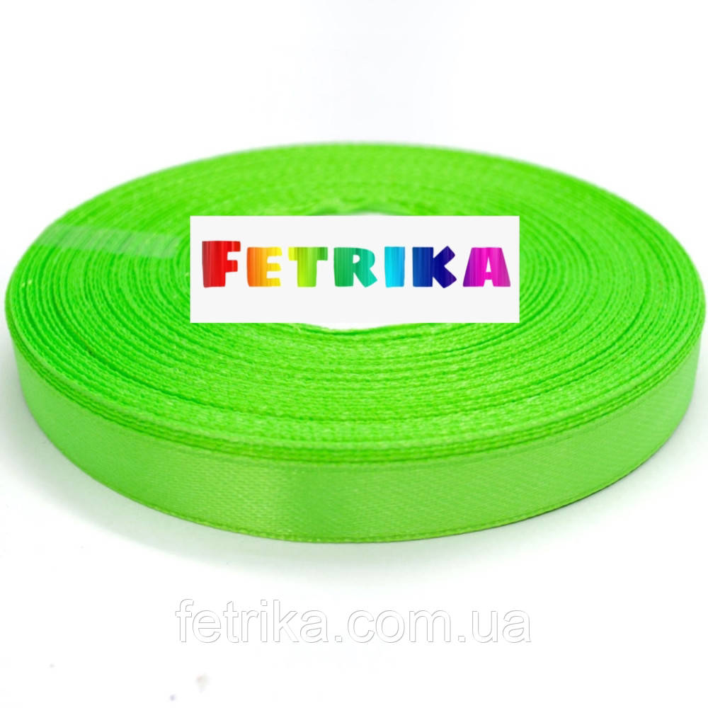 Стрічка атласна однотонна темно-салатова 0,9 см, фото 1
