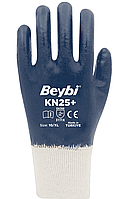 Защитные перчатки Beybi Kn 25+ хлопок с полным покрытием из нитрила XL Синие