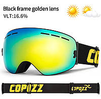 Горнолыжная маска Copozz GOG-201 очки для катания на сноуборде, лыжах Зеркально золотой
