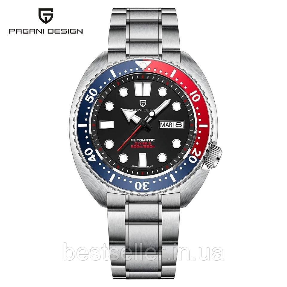 ЧАСЫ PAGANI DESIGN PD-1696 TORTOISE PEPSI SEIKO NH36  200M WATER PROOF STEEL BRACELET